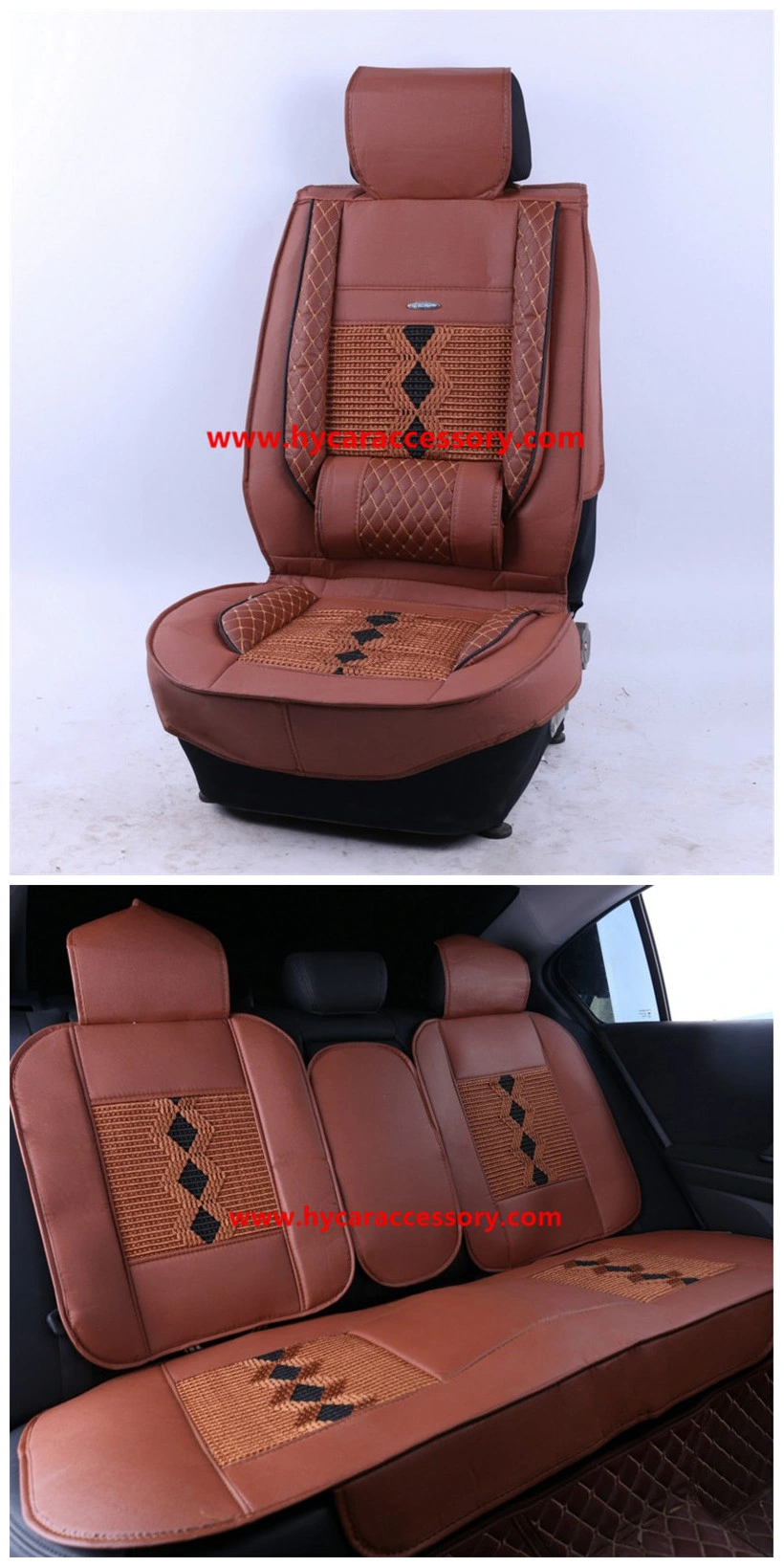 Car Accessories Car Decoration Cover Universal Brown Ice Silk PU Leather Auto Car Seat Cushion